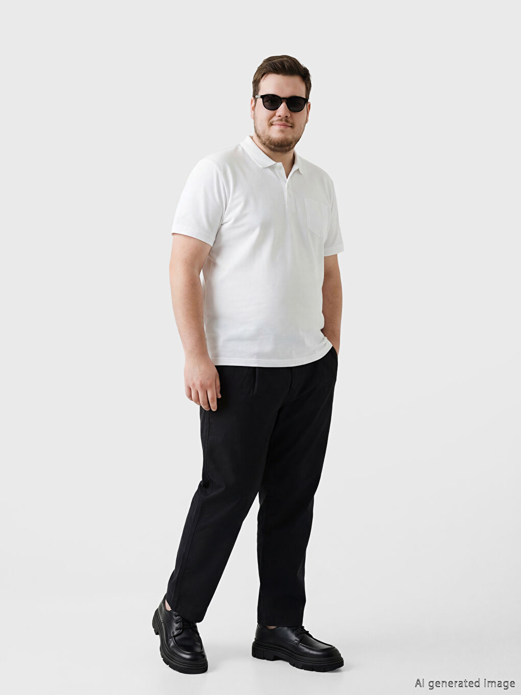 Beyaz Polo Yaka Erkek Tişört-1