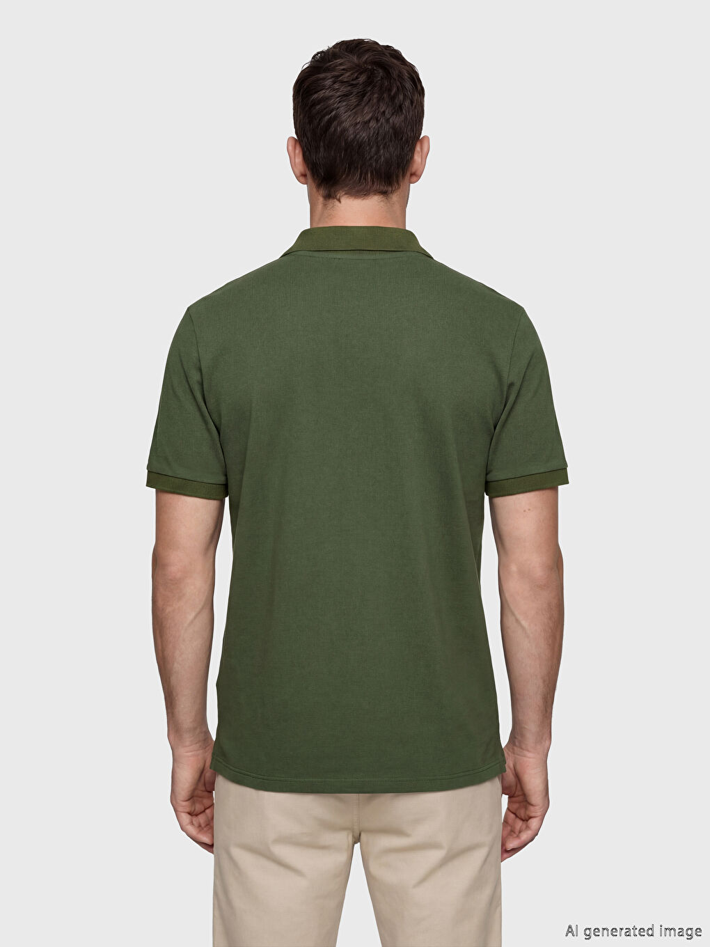 Haki Polo Yaka Erkek Tişört-3