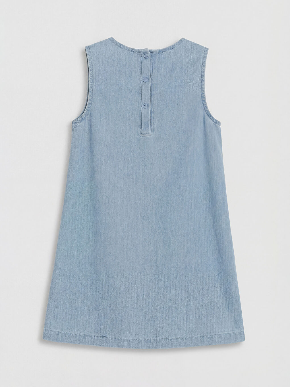 Mavi Bisiklet Yaka Fiyonk Detaylı Kız Çocuk Elbise-1