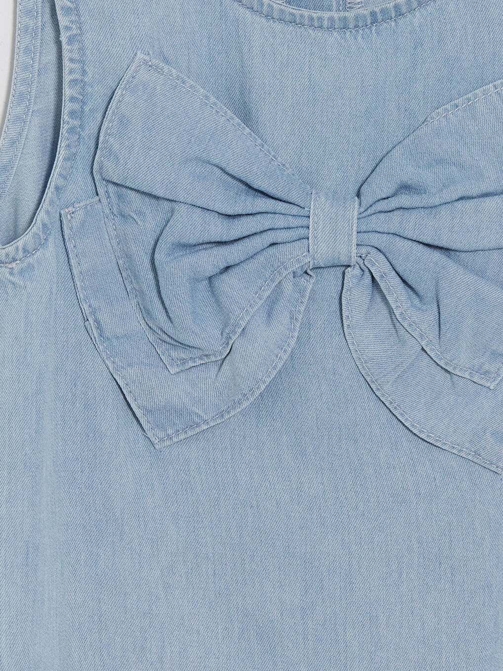 Mavi Bisiklet Yaka Fiyonk Detaylı Kız Çocuk Elbise-2