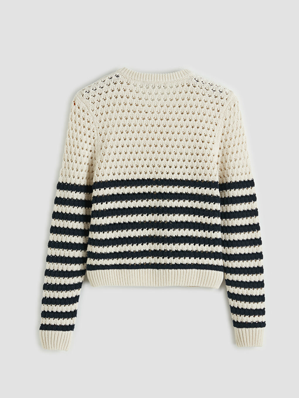 Lacivert Bisiklet Yaka Ajurlu Kadın Triko Hırka-1