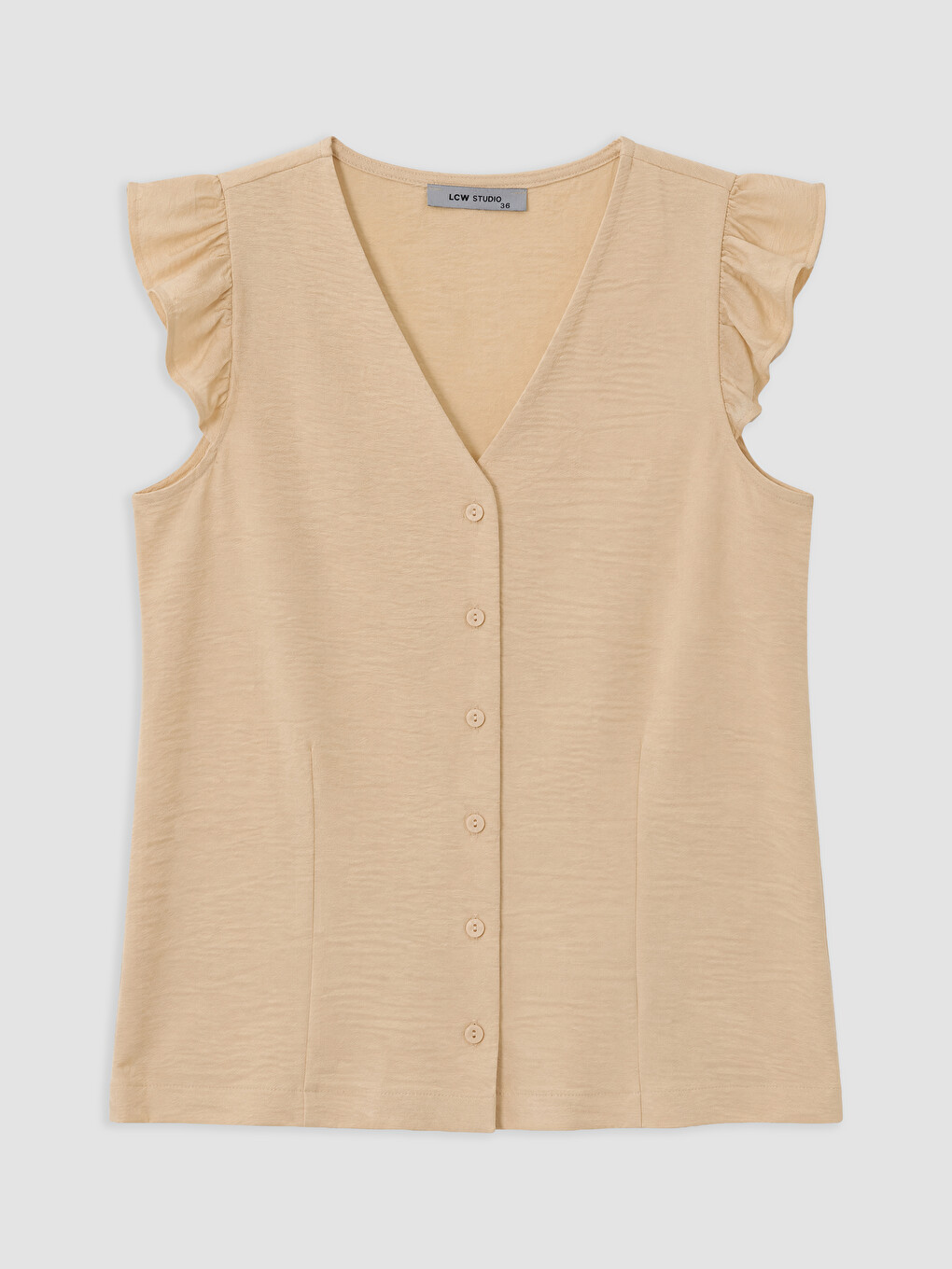 V Neck Frilled Blouse
