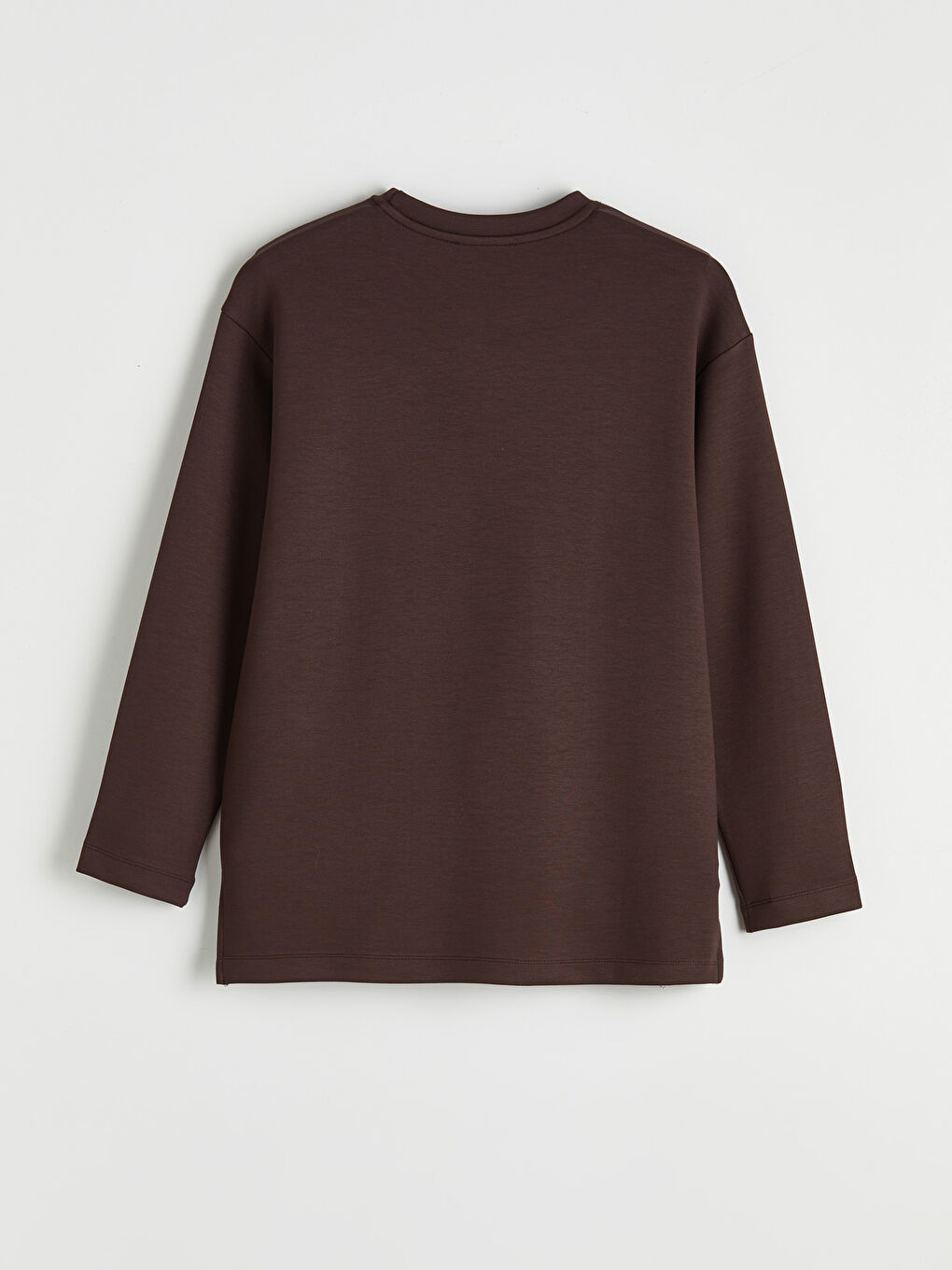 Kahverengi Bisiklet Yaka Baskılı Soft Touch Kadın Sweatshirt-5