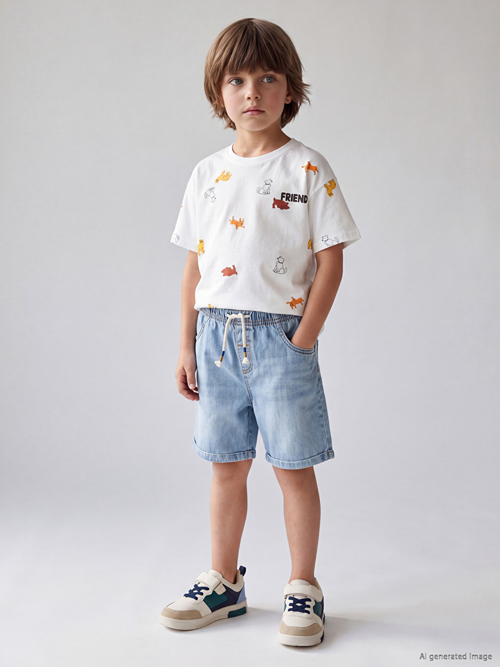 Crew Neck Printed Boys' T-shirt