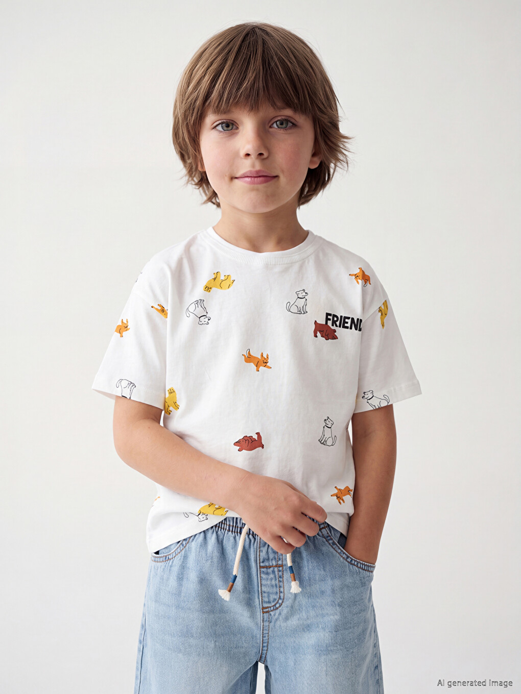 Crew Neck Printed Boys' T-shirt-1