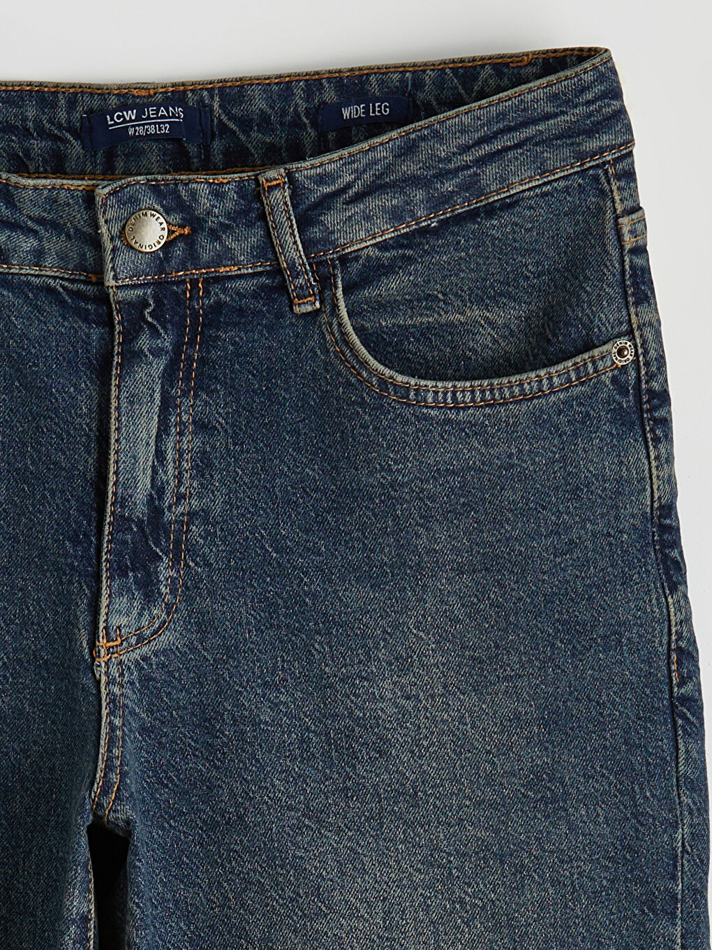 İndigo Yüksek Bel Wideleg Kadın Jean Pantolon-1