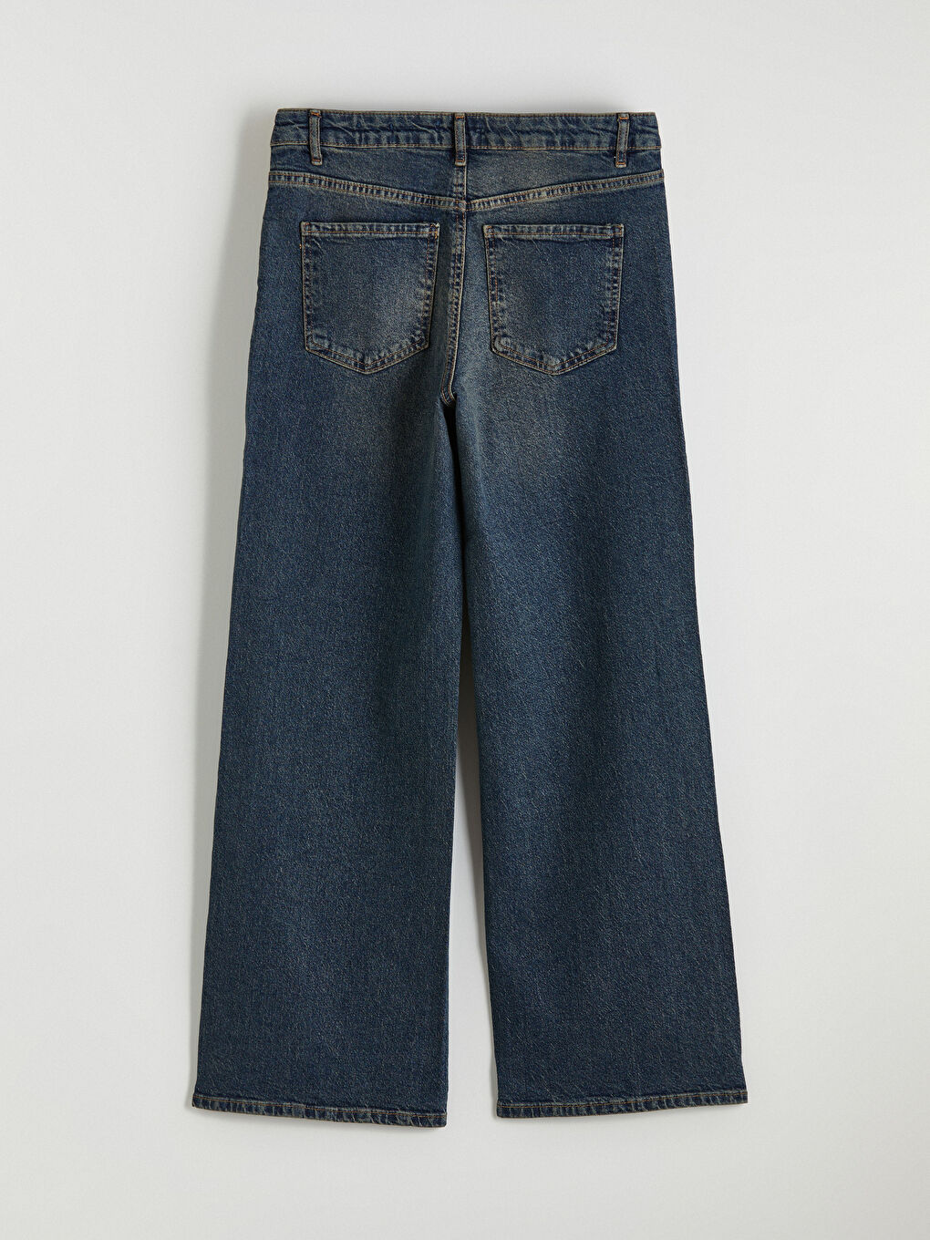 İndigo Yüksek Bel Wideleg Kadın Jean Pantolon-2