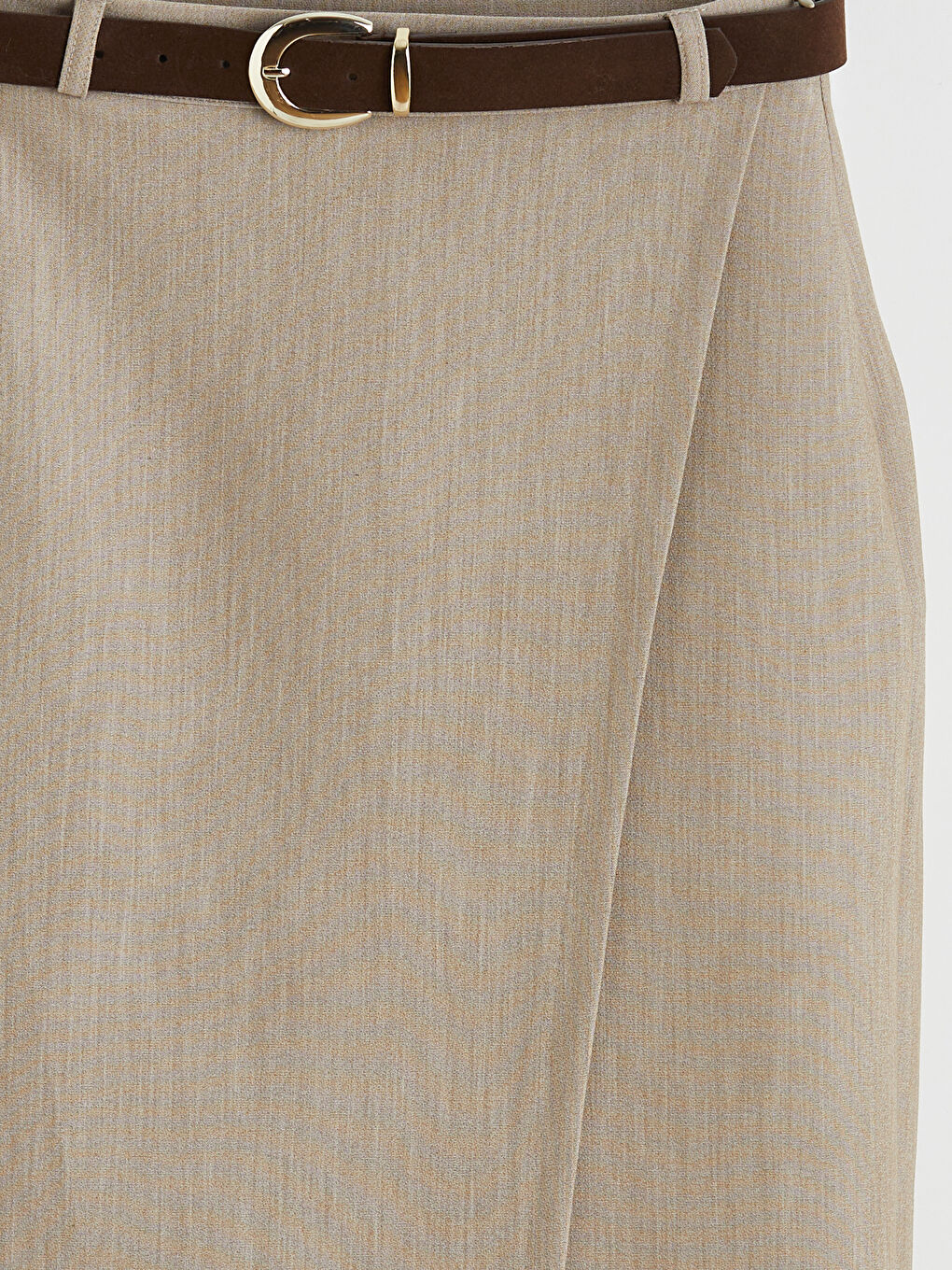 Bej Beli Kemerli Kalem Etek-2