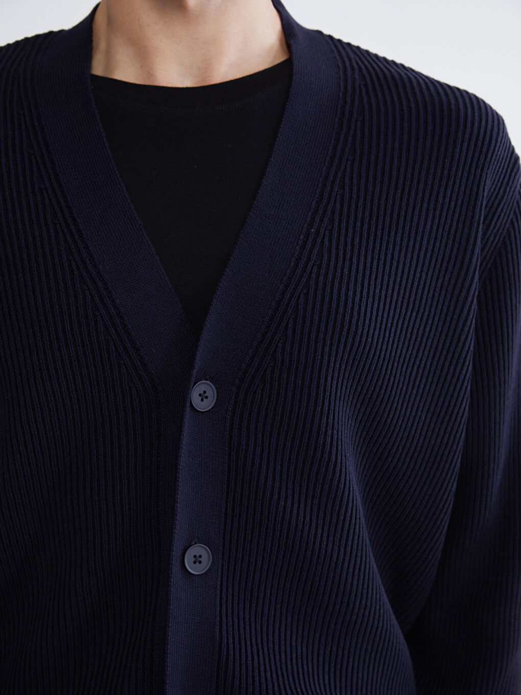 Lacivert Standart Kalıp Erkek Triko Hırka-2