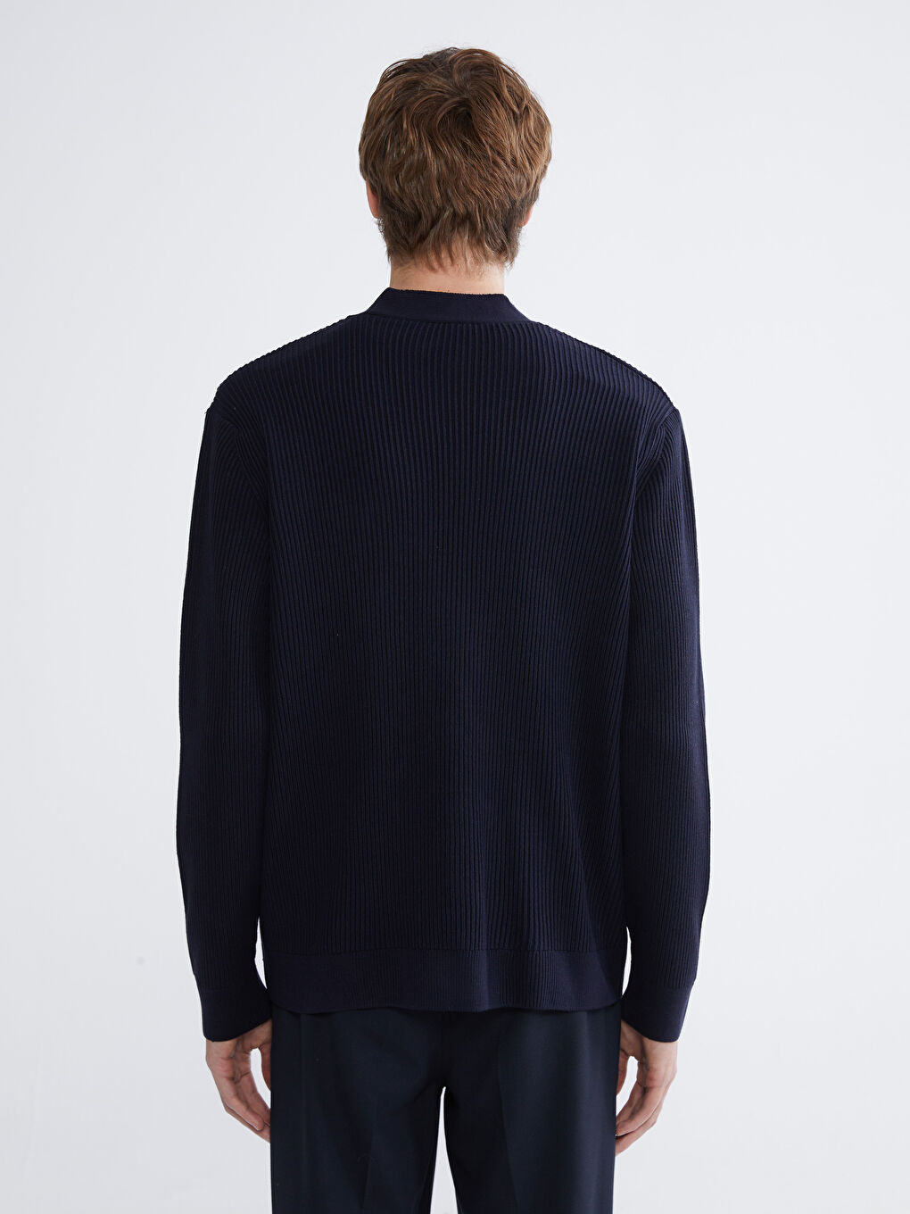 Lacivert Standart Kalıp Erkek Triko Hırka-3