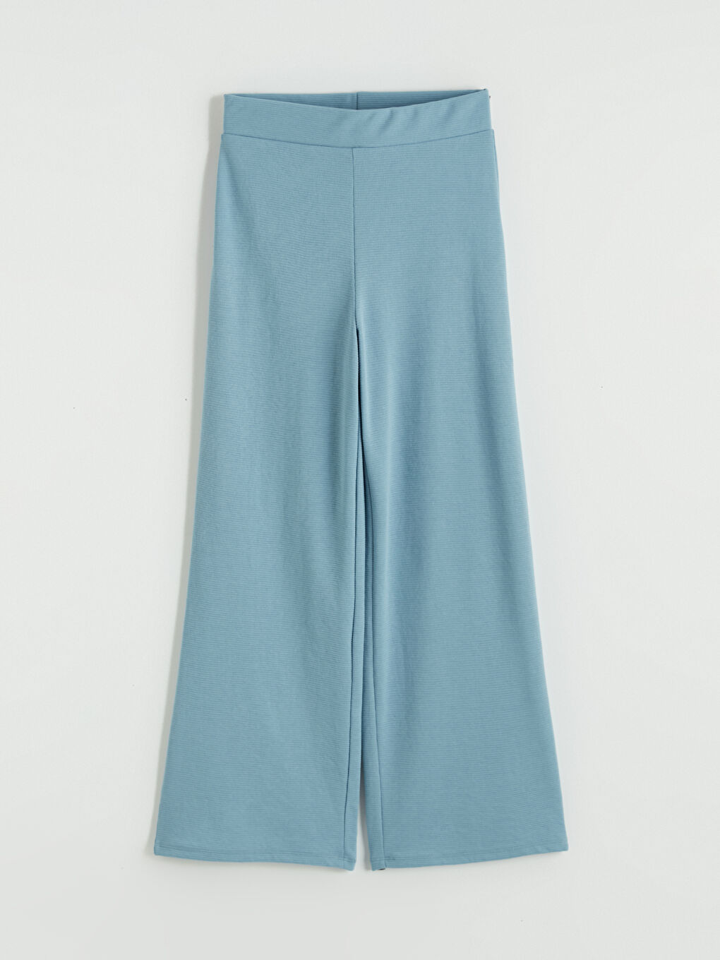 Mavi Beli Lastikli Geniş Paça Kadın Eşofman Altı-4