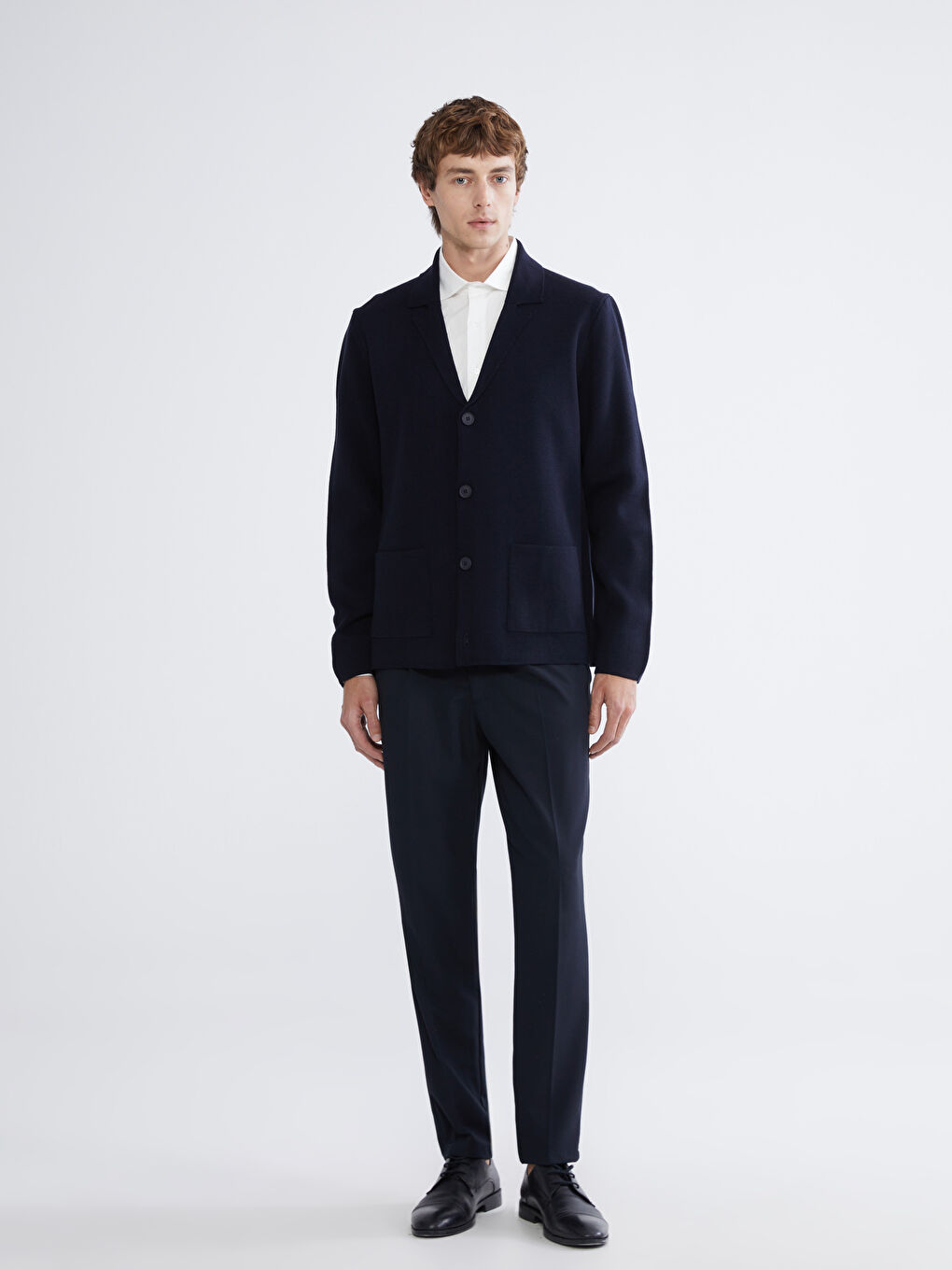 Lacivert Standart Kalıp Erkek Triko Hırka-1