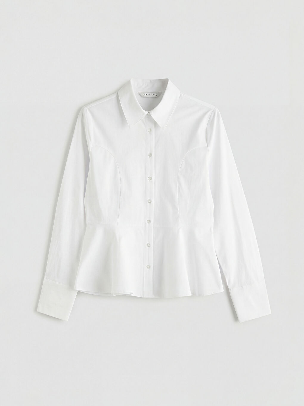 Beyaz Peplum Poplin Kadın Gömlek