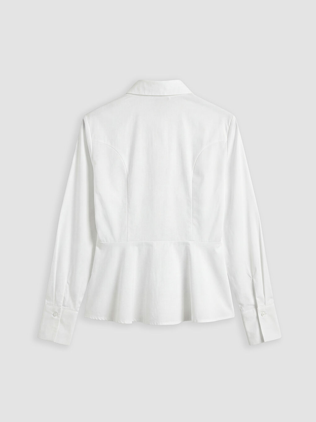 Beyaz Peplum Poplin Kadın Gömlek-1
