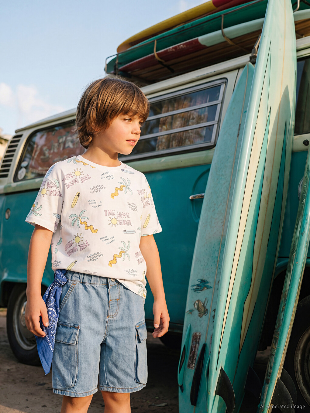 Crew Neck Printed Boys' T-shirt