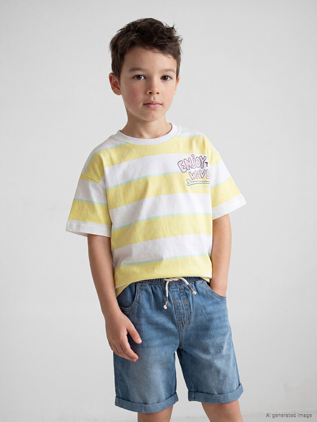 Crew Neck Striped Boys' T-shirt-1