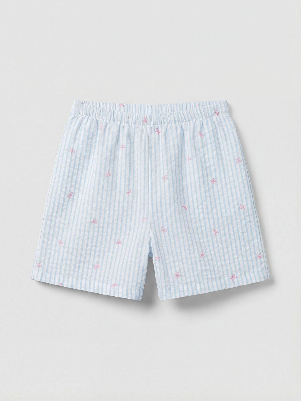 Beyaz Fiyonk Baskılı Kız Çocuk Pijama Şort