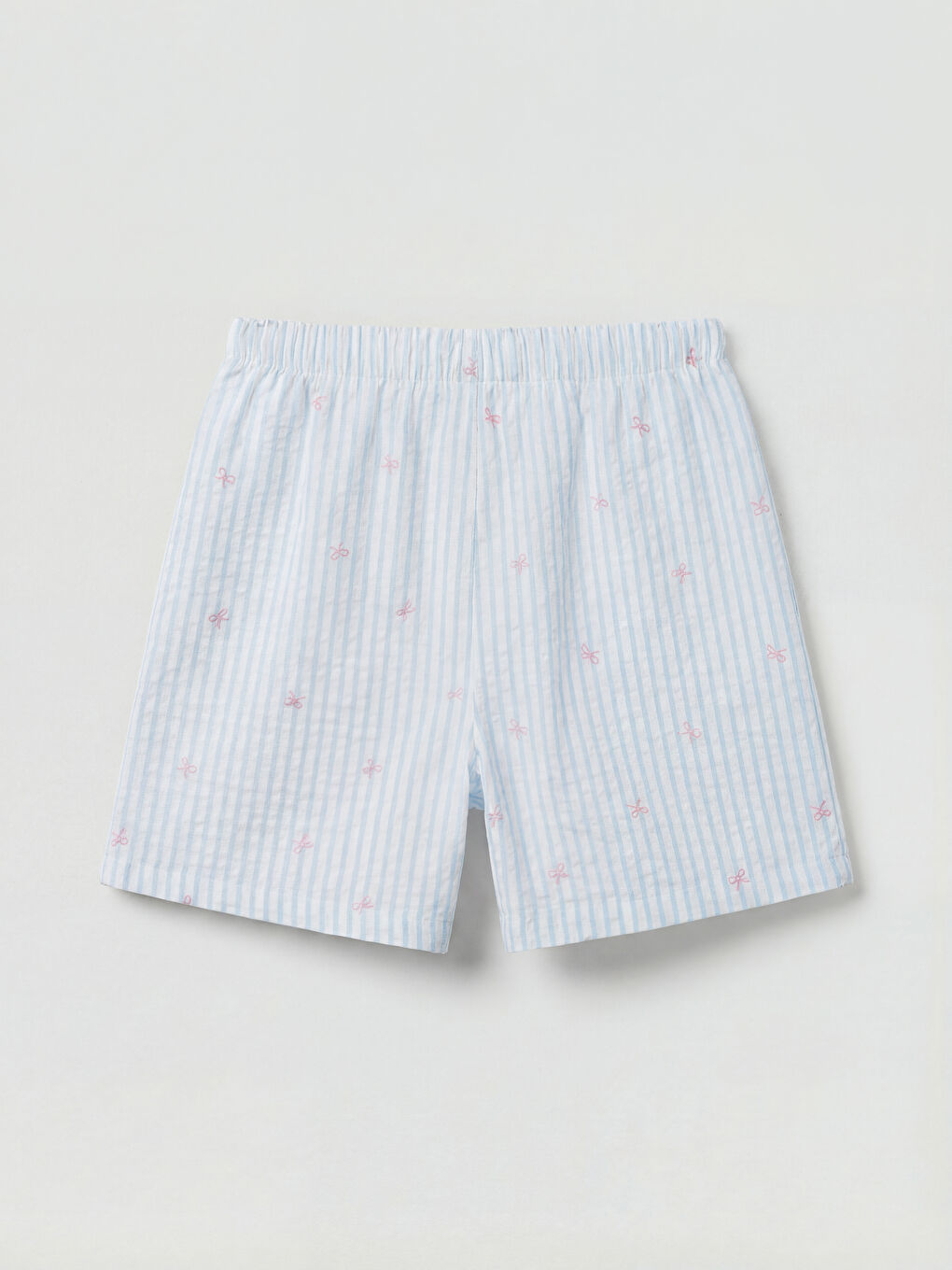 Beyaz Fiyonk Baskılı Kız Çocuk Pijama Şort-1