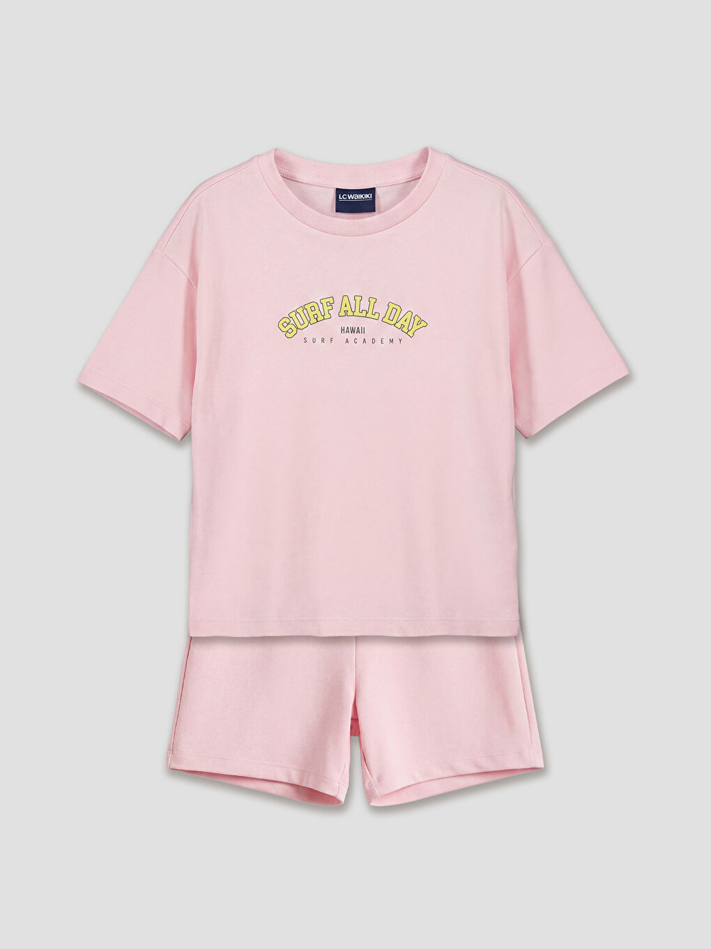 Pembe Baskılı Kız Çocuk Tişört ve Şort