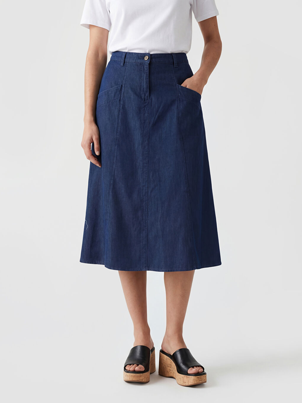 Siyah Beli Lastikli Jean Etek-1