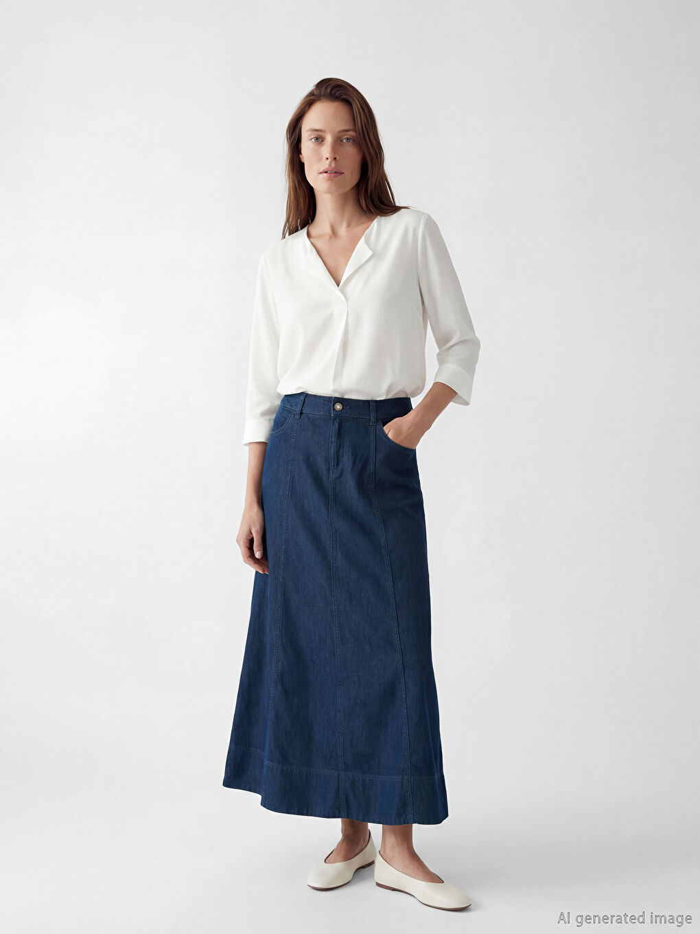 Siyah Beli Lastikli A Kesim Jean Etek