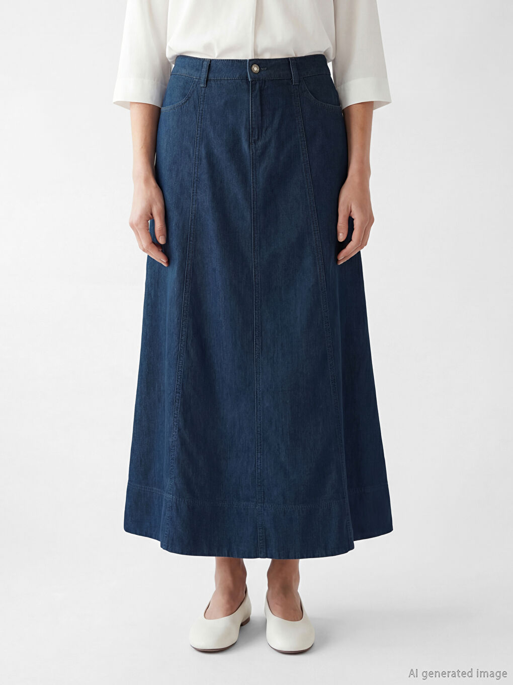 Siyah Beli Lastikli A Kesim Jean Etek-1