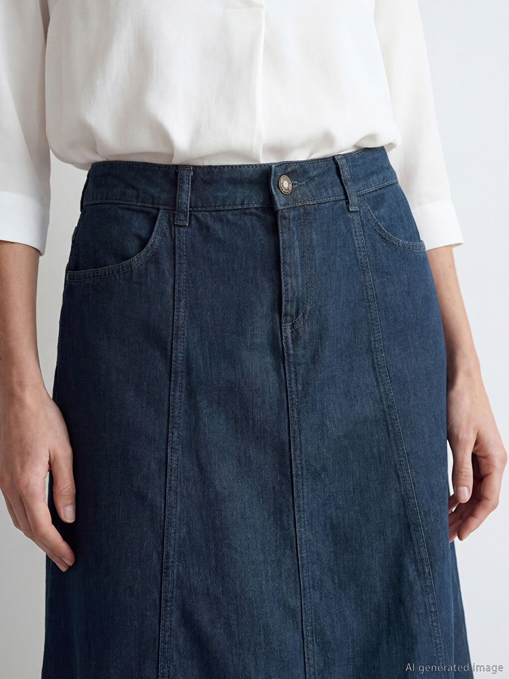 Siyah Beli Lastikli A Kesim Jean Etek-2