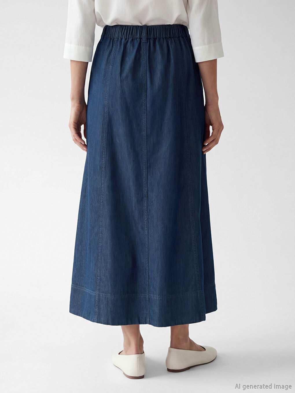 Siyah Beli Lastikli A Kesim Jean Etek-3