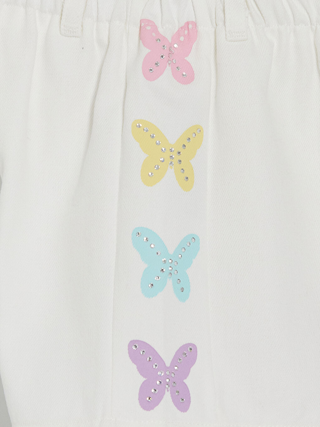 Beyaz Kelebek Nakışlı Kız Çocuk Şort Etek-2