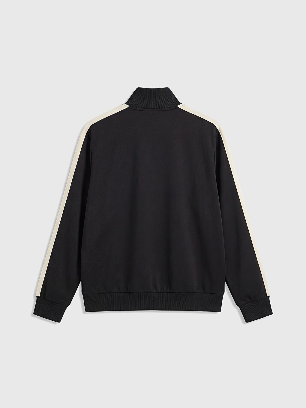 Siyah Dik Yaka Baskılı Erkek Fermuarlı Sweatshirt-1