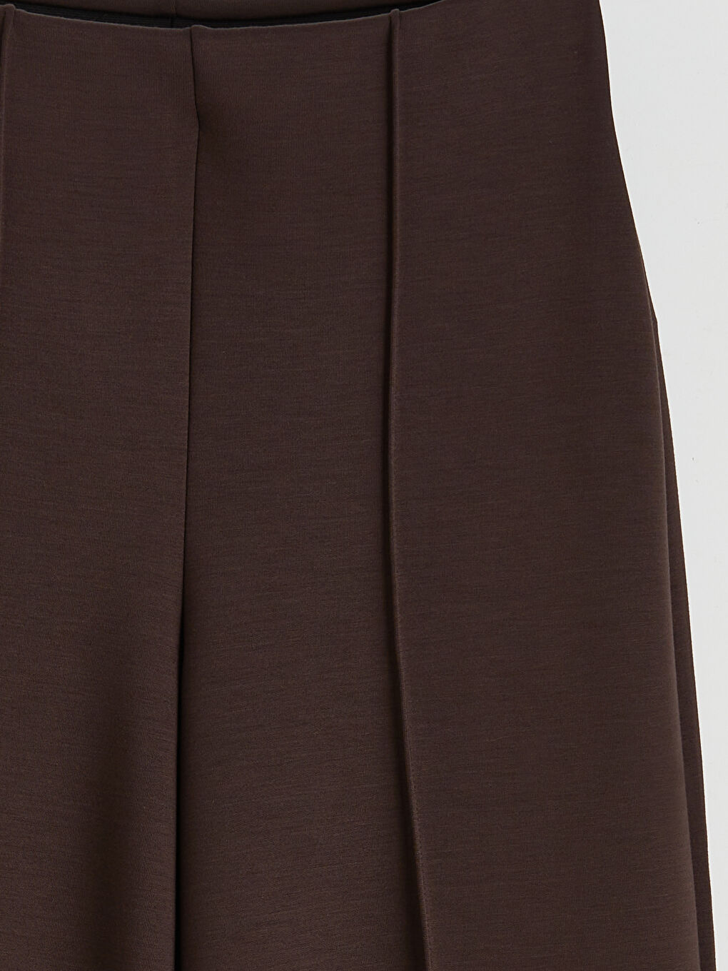 Kahverengi Yüksek Bel Geniş Paça Kadın Pantolon-1