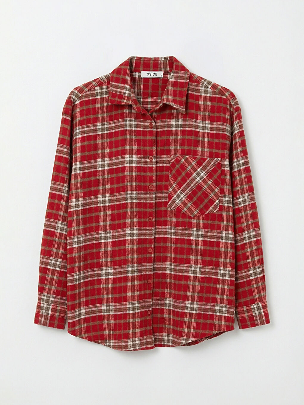 Bordo Ekose Oversize Kadın Oduncu Gömlek-4