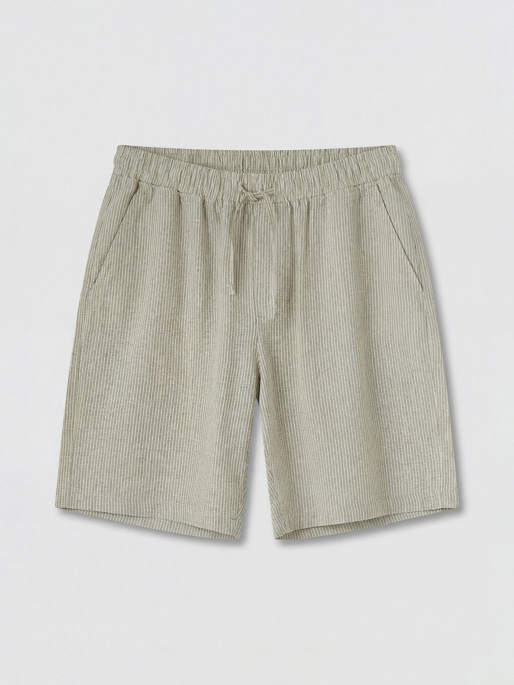 Bej Rahat Kalıp Keten Görünümlü Erkek Şort