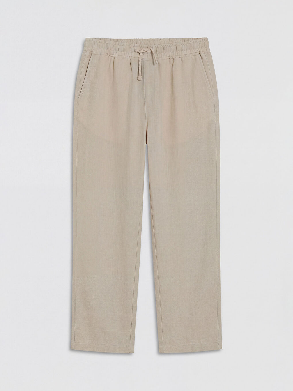 Bej Rahat Kalıp Krinkle Kumaş Erkek Pantolon