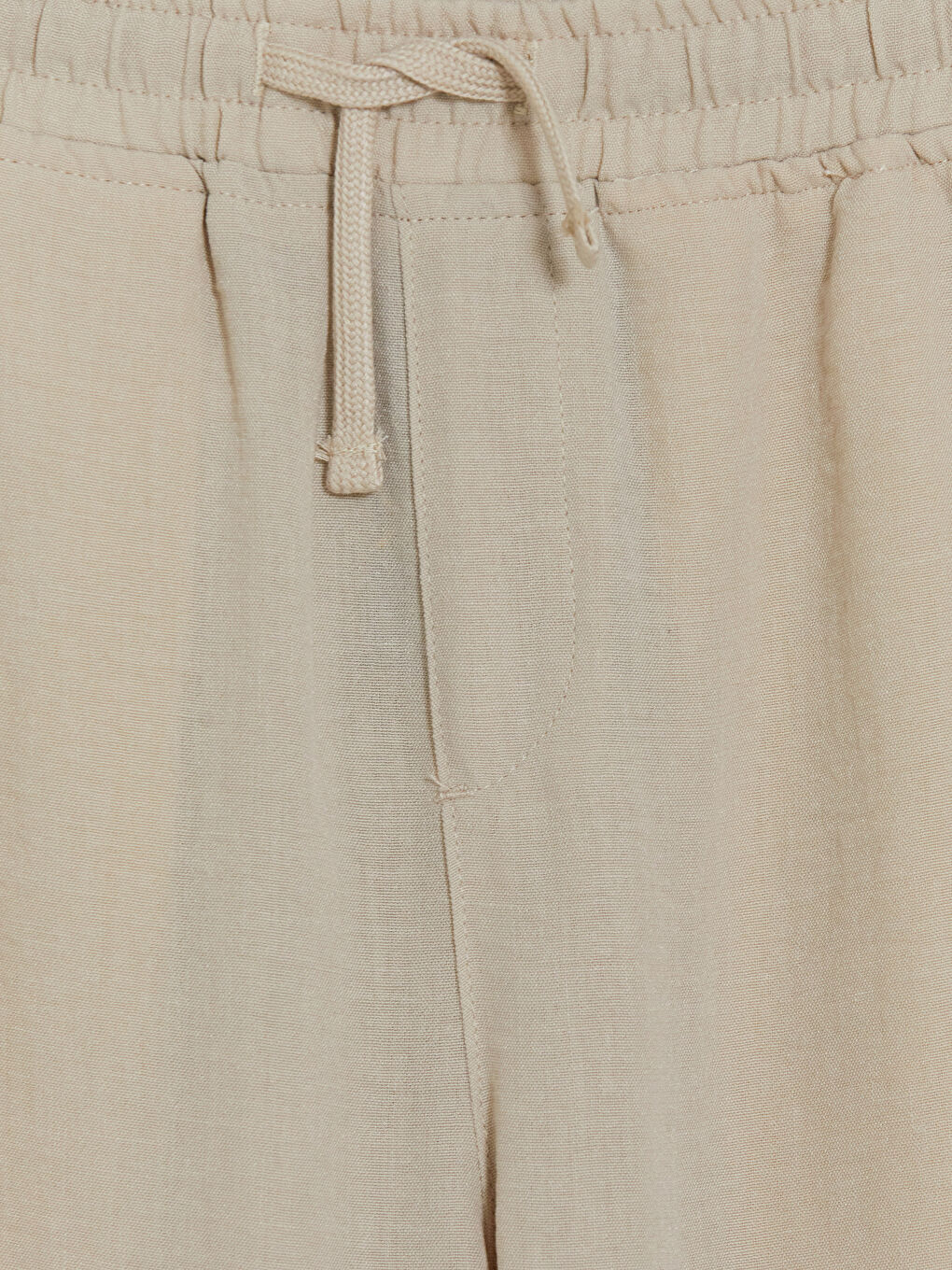 Bej Rahat Kalıp Krinkle Kumaş Erkek Pantolon-2