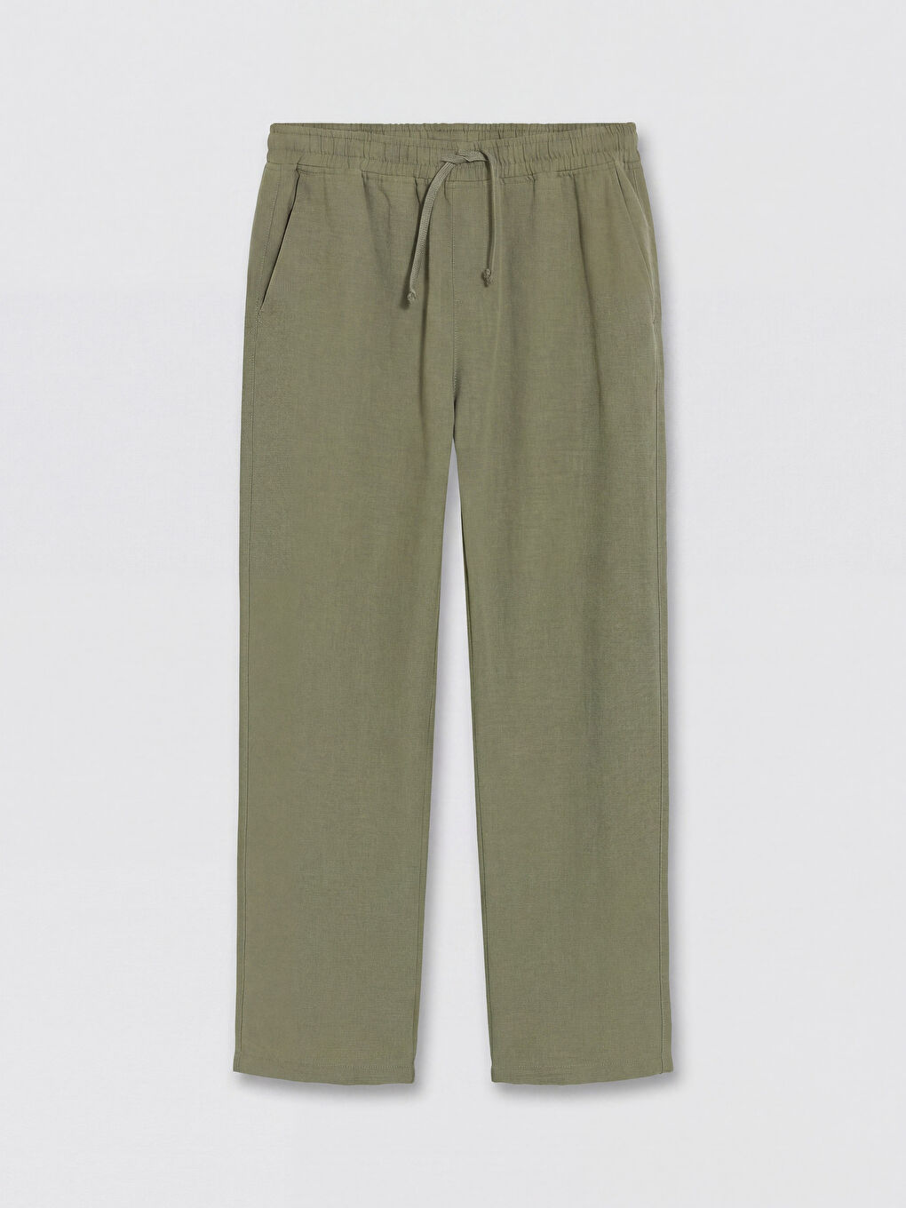 Haki Krinkle Kumaş Rahat Kalıp Erkek Pantolon