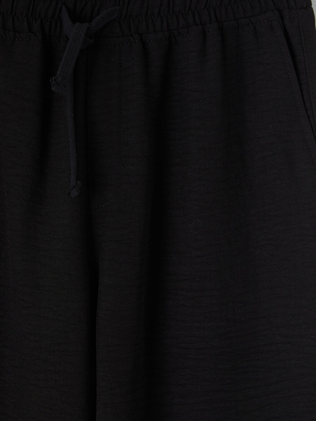 Siyah Rahat Kalıp Krinkle Kumaş Erkek Pantolon-2