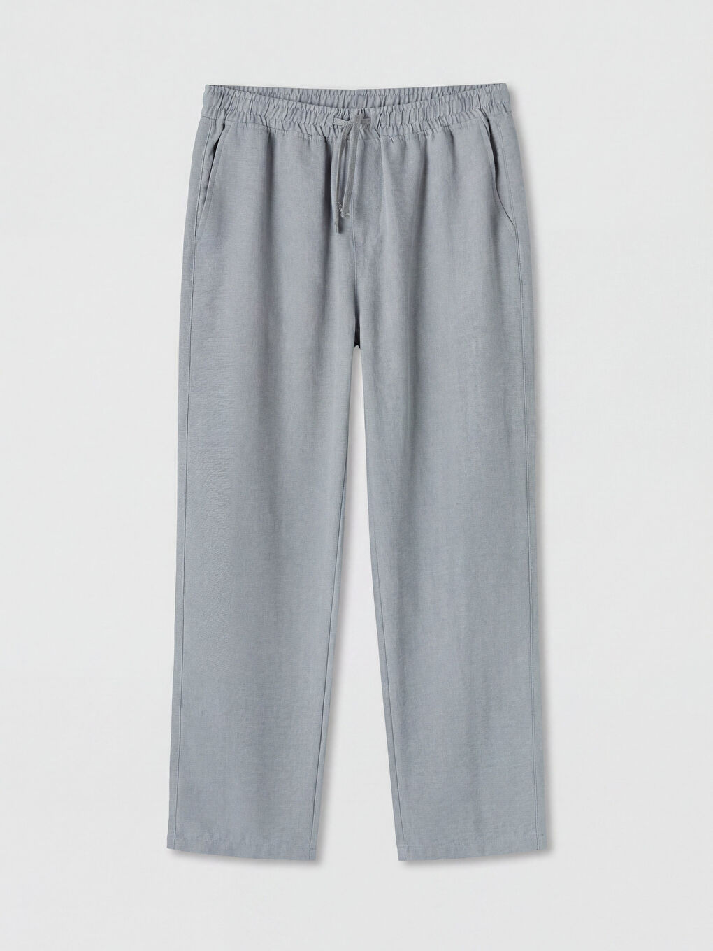 Gri Rahat Kalıp Krinkle Kumaş Erkek Pantolon