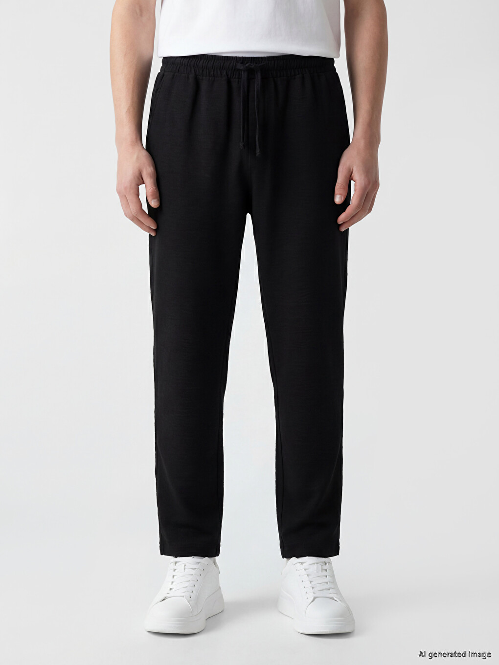 Relaxed Fit Crinkle Fabric Men's Trousers-1