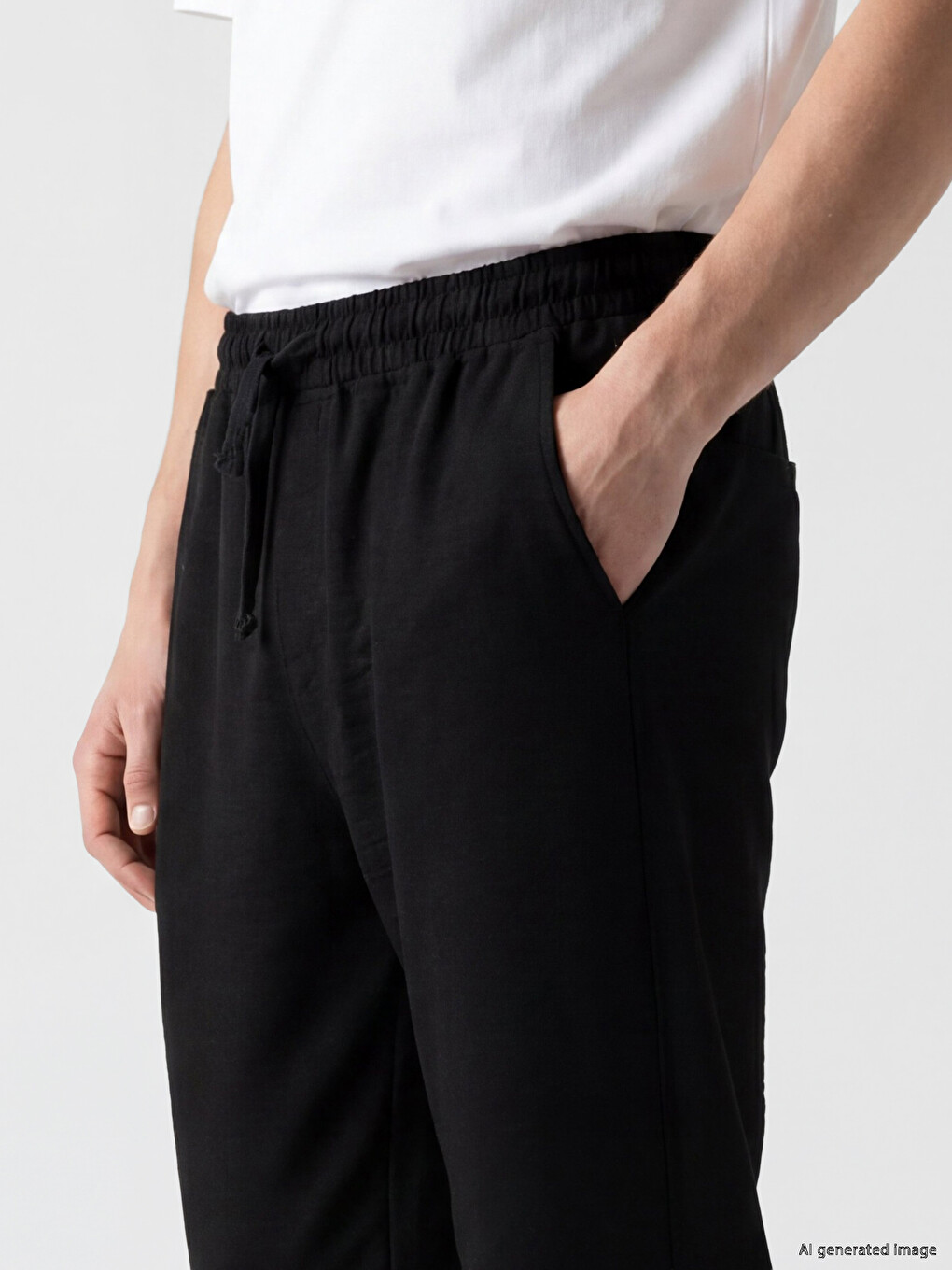 Relaxed Fit Crinkle Fabric Men's Trousers-2