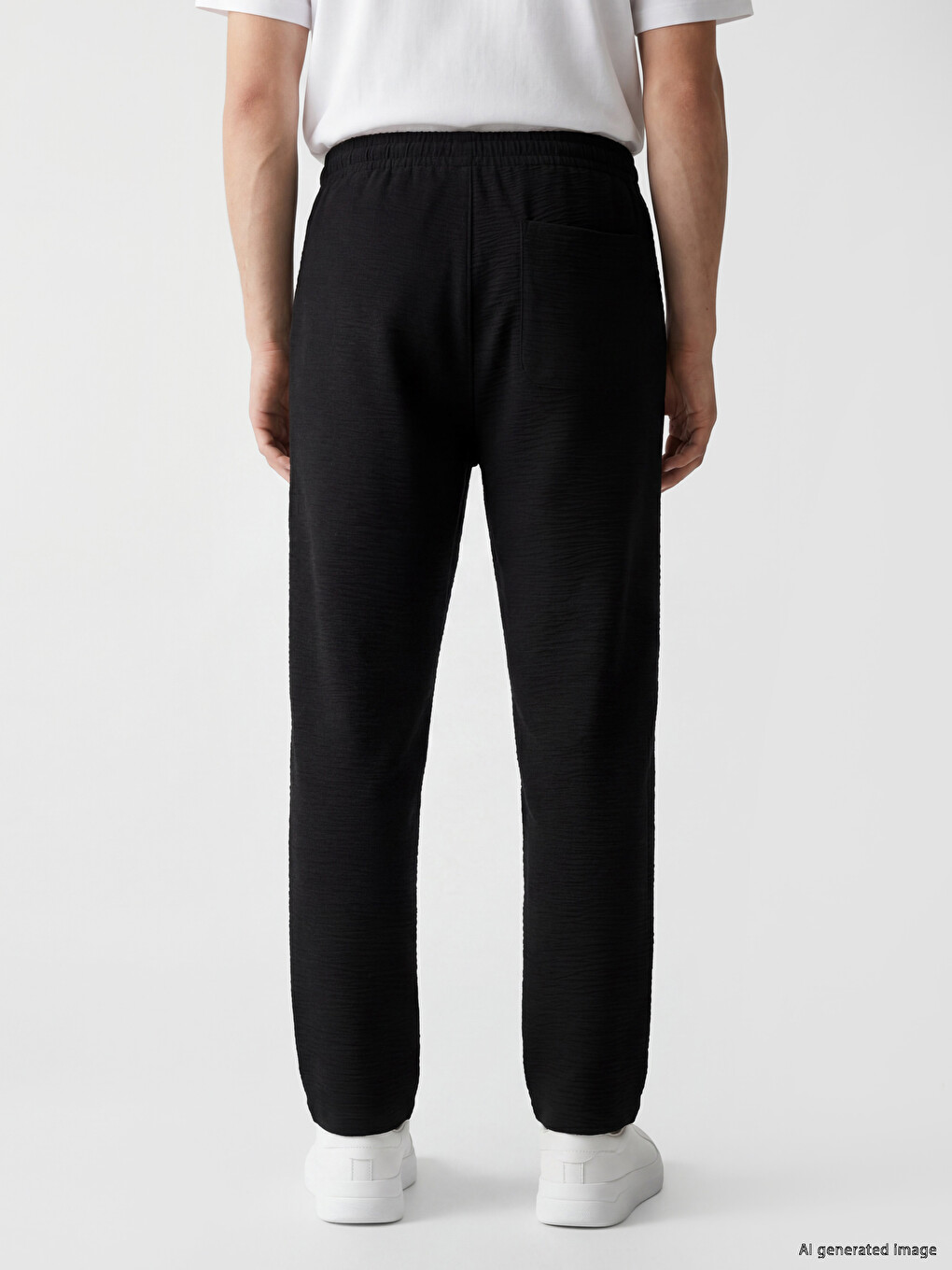 Relaxed Fit Crinkle Fabric Men's Trousers-3