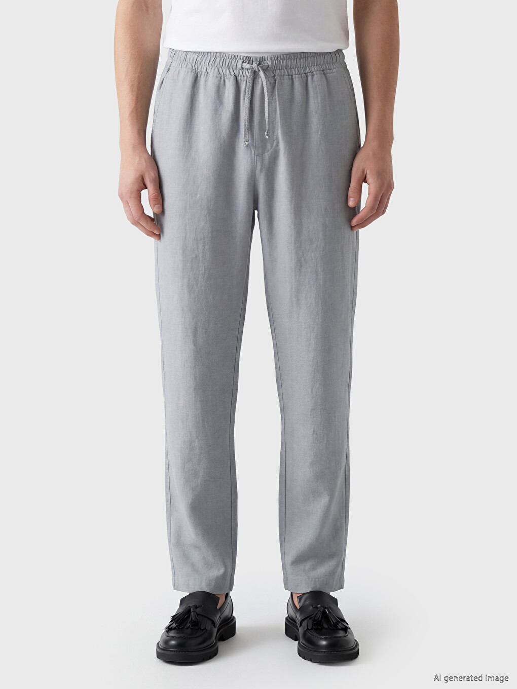 Relaxed Fit Crinkle Fabric Men's Trousers-1