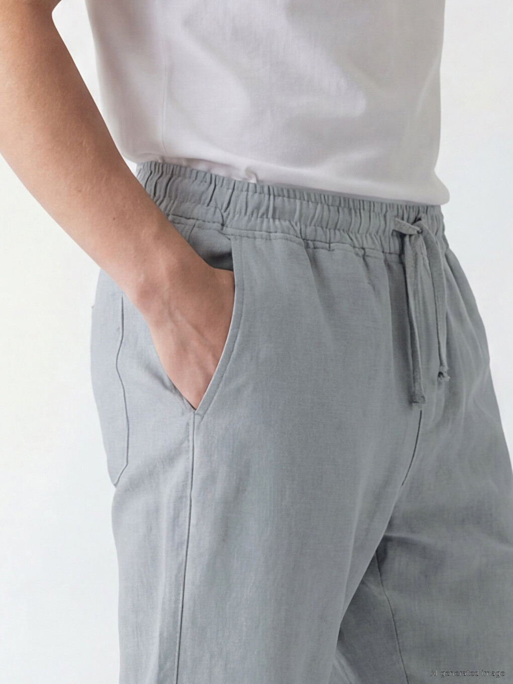 Relaxed Fit Crinkle Fabric Men's Trousers-2