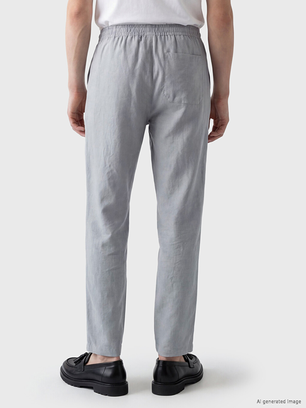 Relaxed Fit Crinkle Fabric Men's Trousers-3