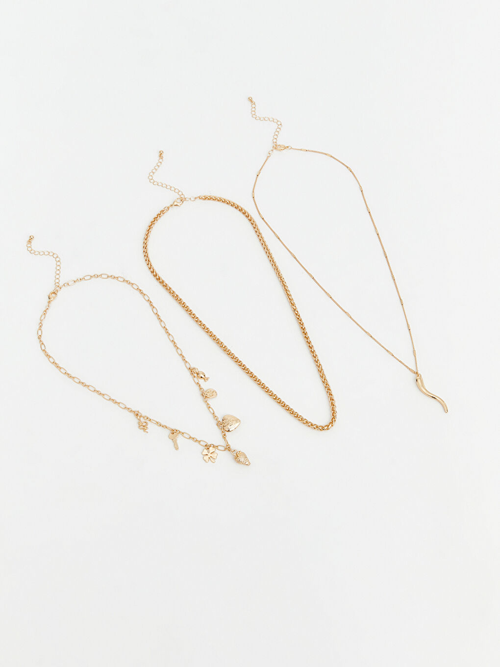 Sarı Kadın Zincir Kolye Seti 3'lü