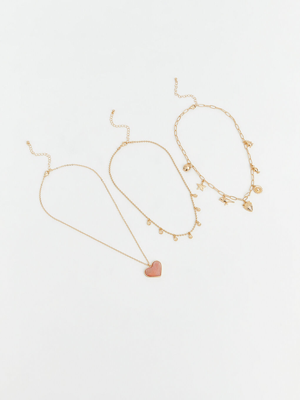 Sarı Kadın Zincir Kolye Seti 3'lü