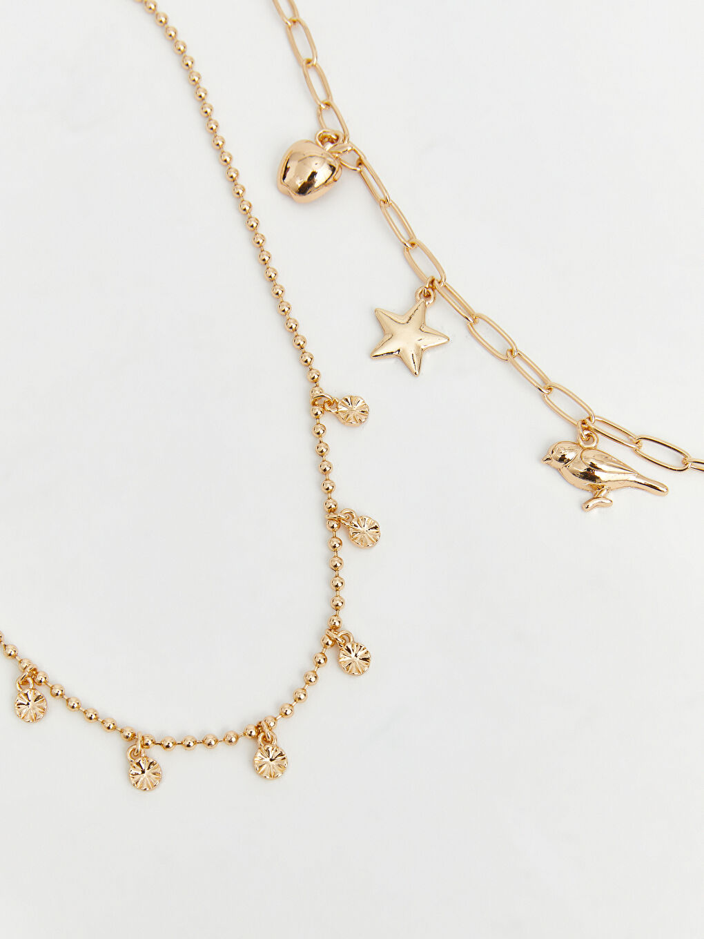 Sarı Kadın Zincir Kolye Seti 3'lü-2