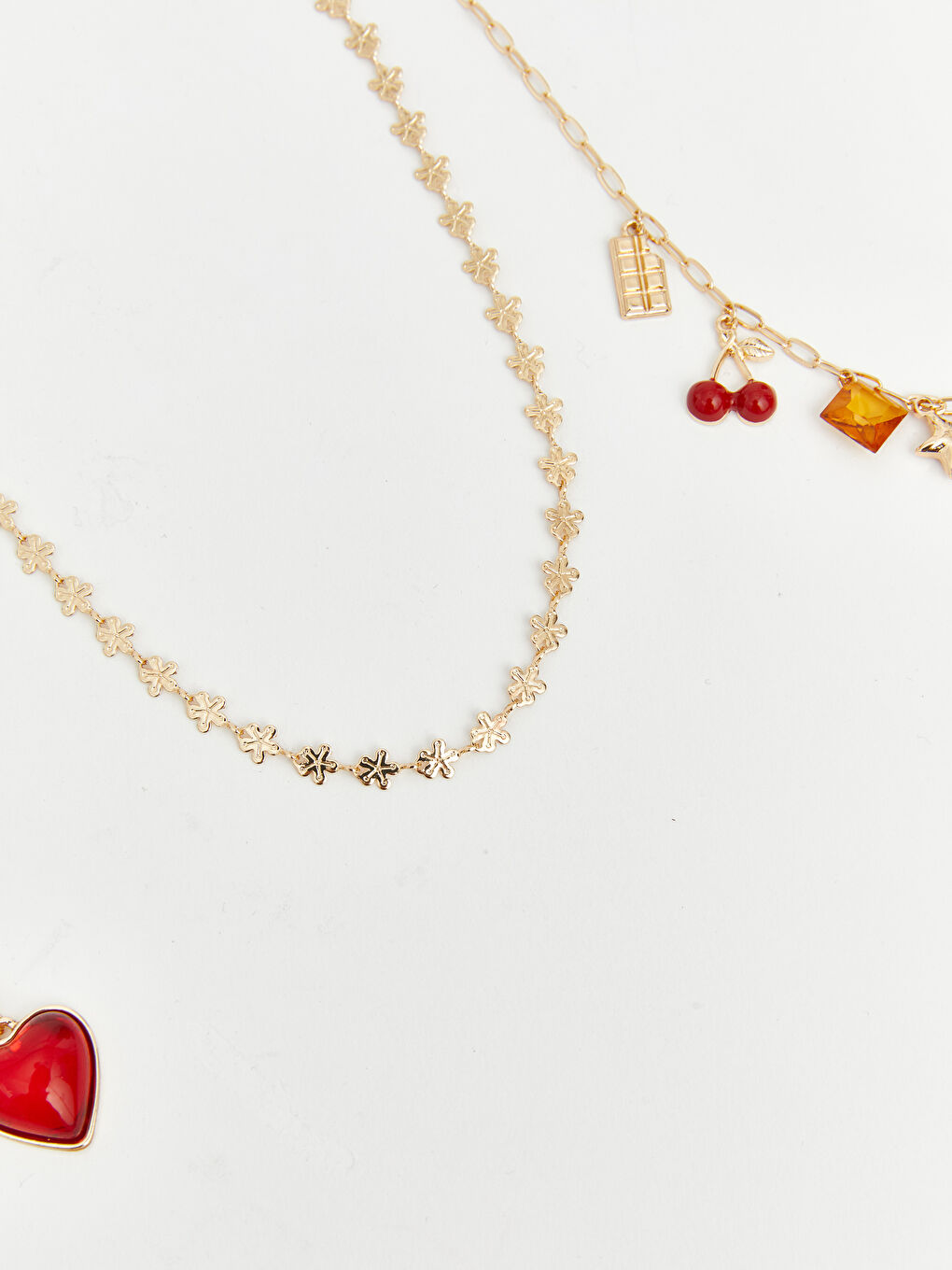 Sarı Kadın Zincir Kolye Seti 3'lü-3