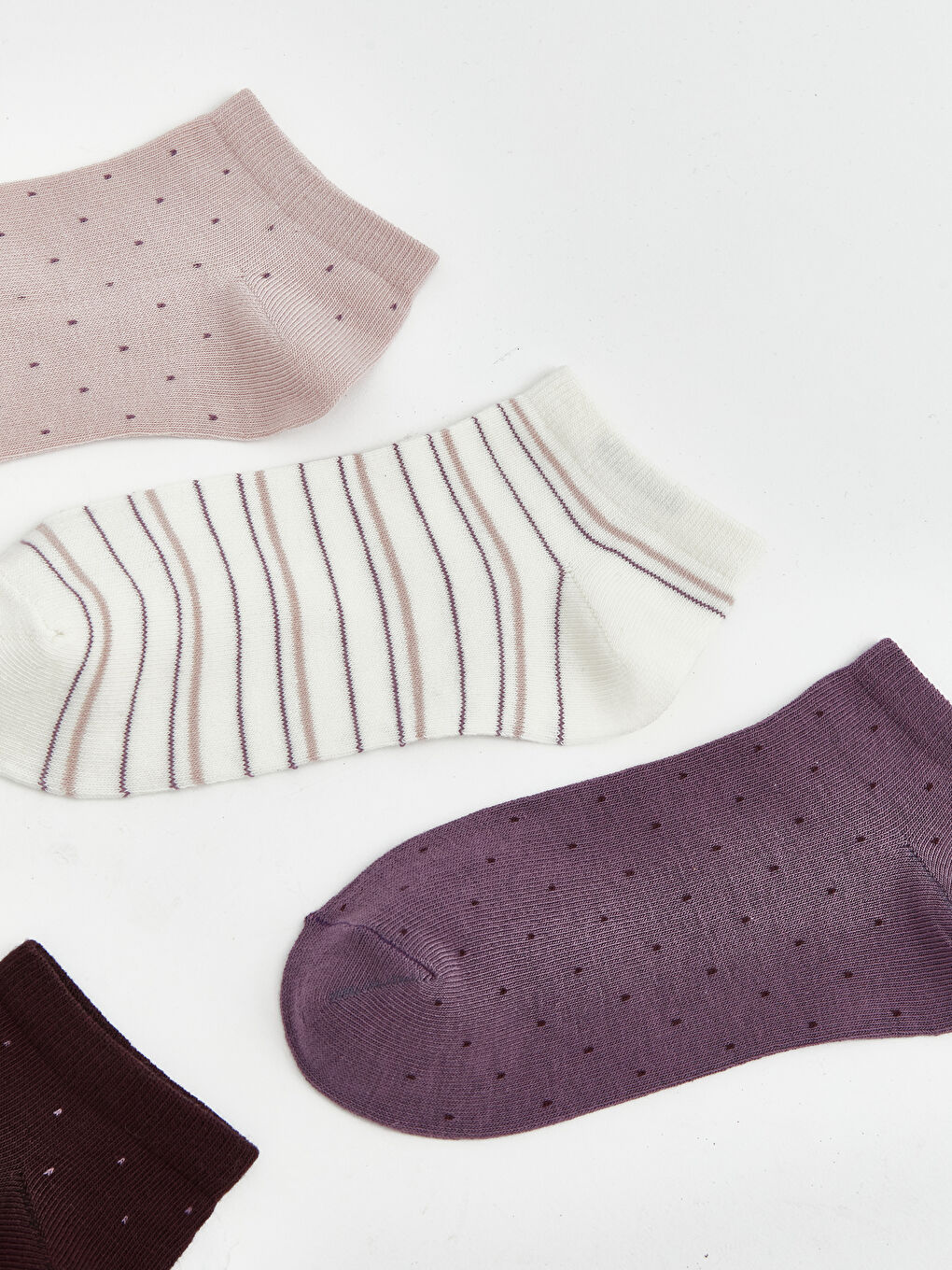 Mor Desenli Kadın Patik Çorap 5'li-1