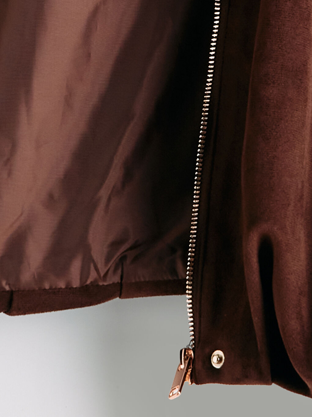 Kahverengi Gömlek Yaka Kadın Süet Görünümlü Ceket-2
